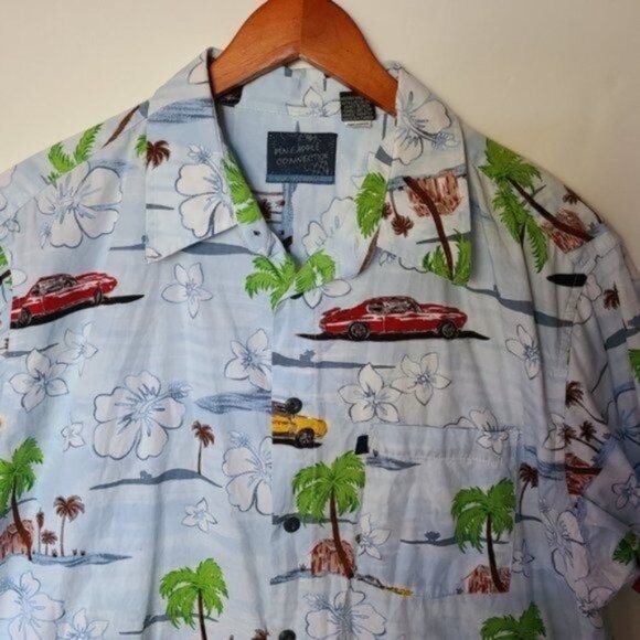 Pineapple Connection Hawaiian Tropical Blue Floral‎ - Picture 7 of 13